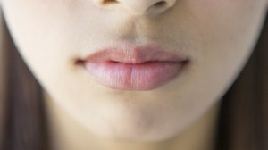 Close-up of the mouth of the female