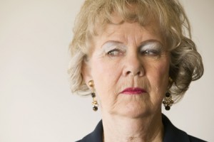 Close-up of a senior woman looking off to the left.